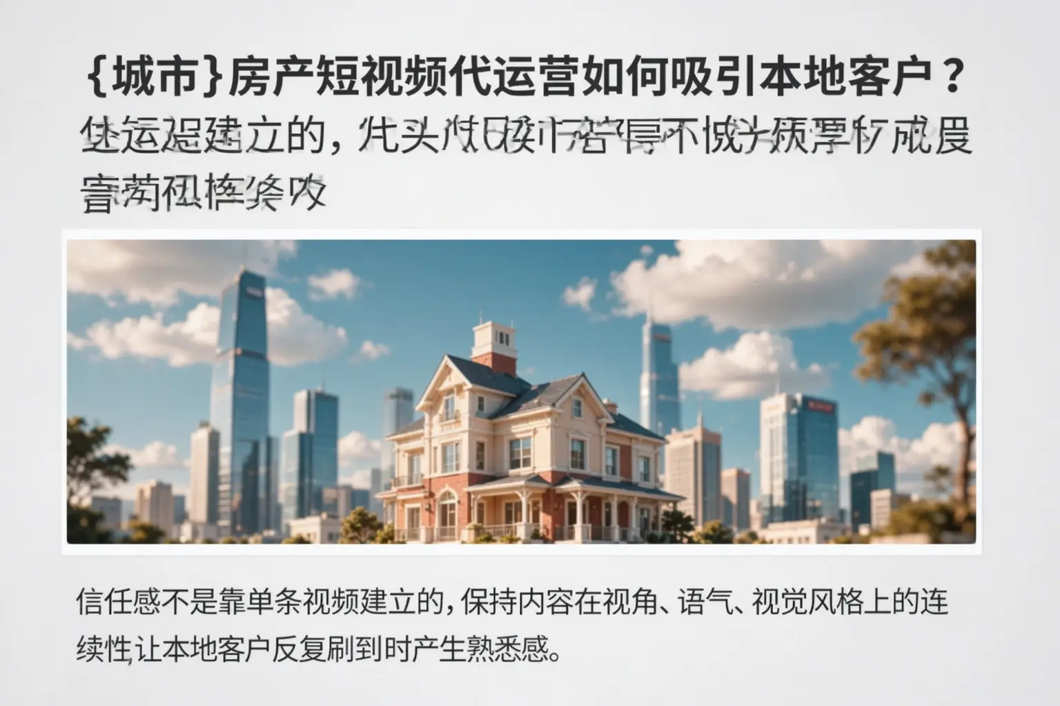 南关房产短视频代运营如何吸引本地客户？